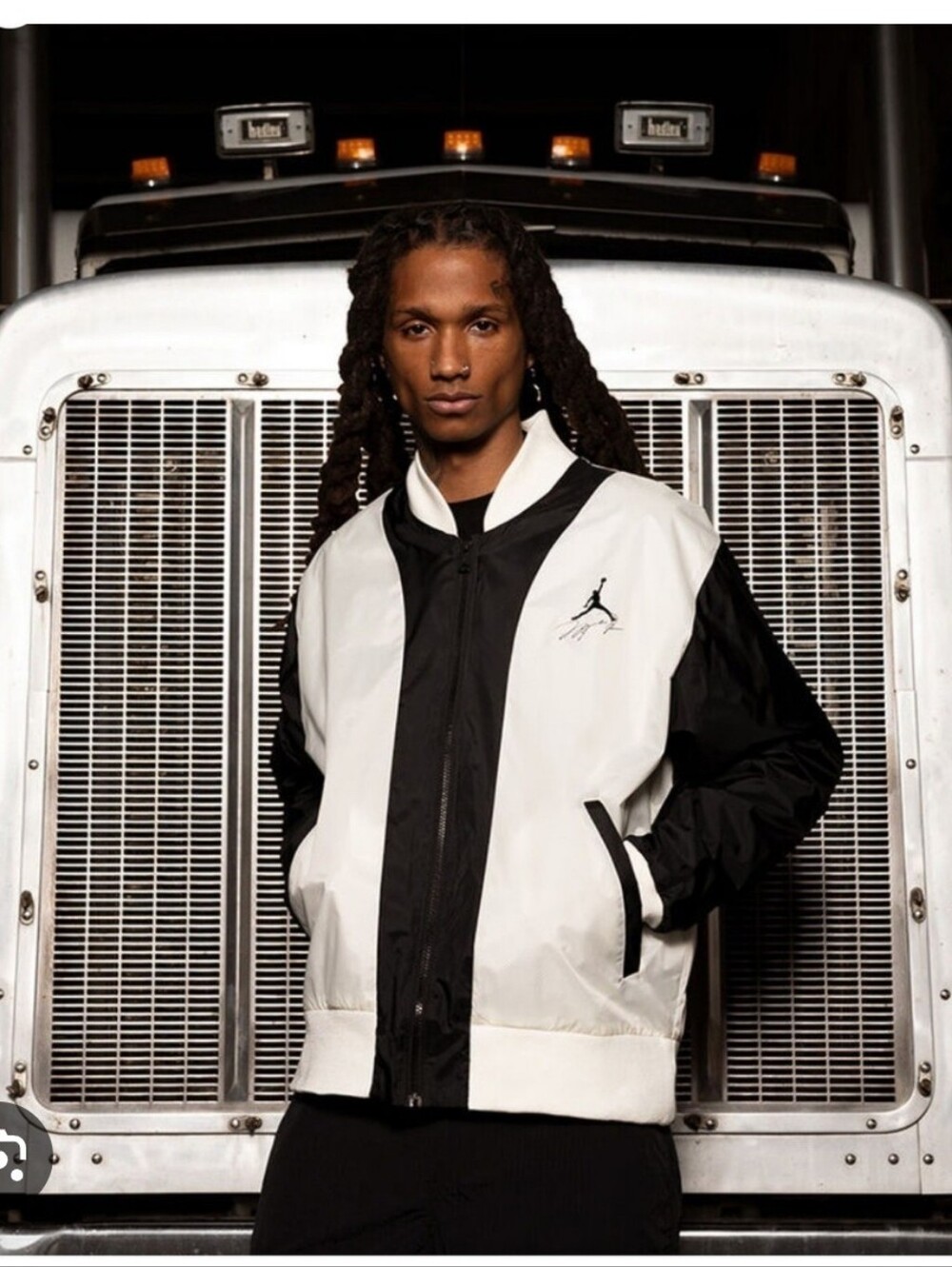 NWT Air Jordan Flight Black and White Two-Tone Bomber Jacket